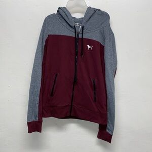 PINK // LOVE PINK Full-Zip Maroon Hoodie